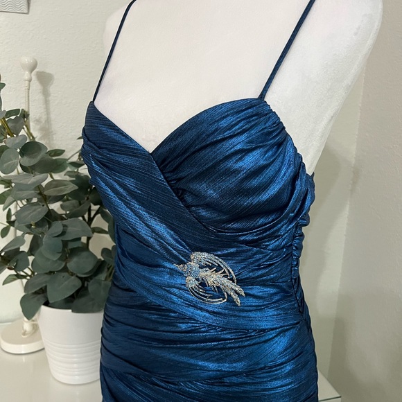 Metallic Blue Bodycon Mini Dress - S - Picture 10 of 13